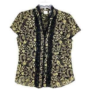 Emma James Black Floral and Lace Top